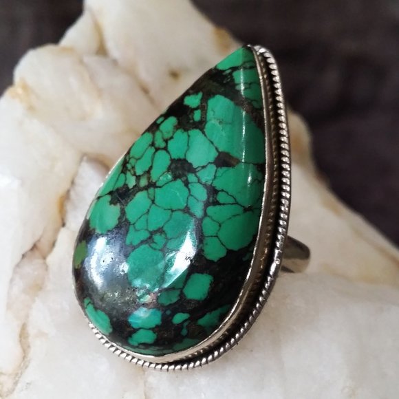 GG Unique Jewelry Jewelry - Sterling Silver Ring Natural Chrysocolla Stone